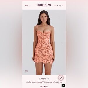 House of CB Sorbet Ilayda Embroidered Floral Lace Dress